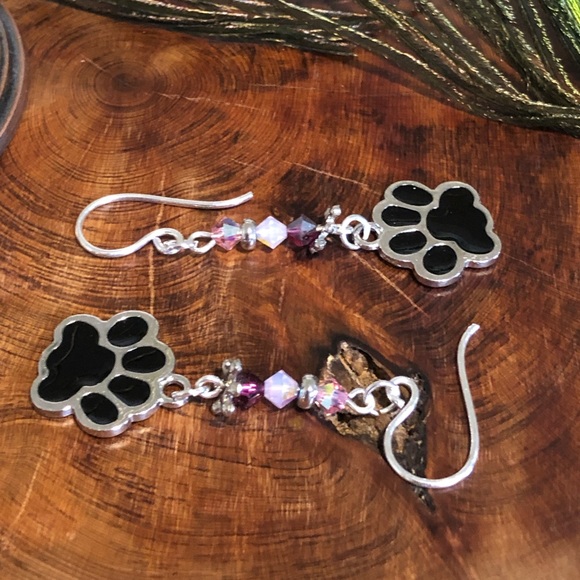 Paw Print Earrings - Pet Jewelry, Cat Gifts, Dogs - Picture 3 of 4